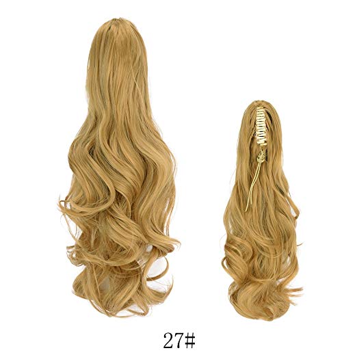 20〞Claw Ponytail Clip in Hair Extensions Hairpiece Synthetic Light Curly Soft Silky Nature Looking Heat-Resisting Different Colors for Women Fashion and Beauty-27#